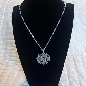 Thailand Sterling Silver Mandala Pendant Necklace
